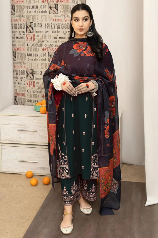 Urge Brand Dhanak Three Piece Embroidery