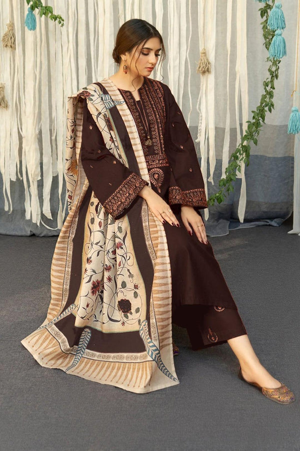 Urge Brand Dhanak Three Piece Embroidery