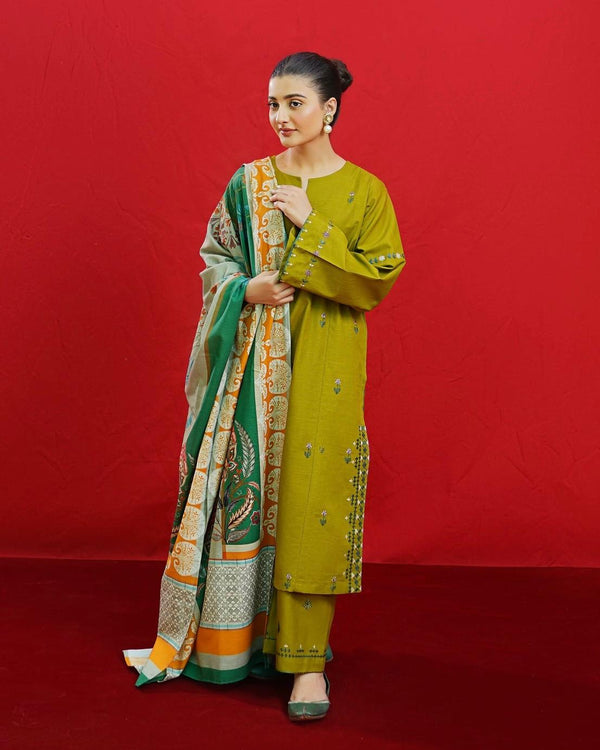 Urge Brand Dhanak Three Piece Embroidery