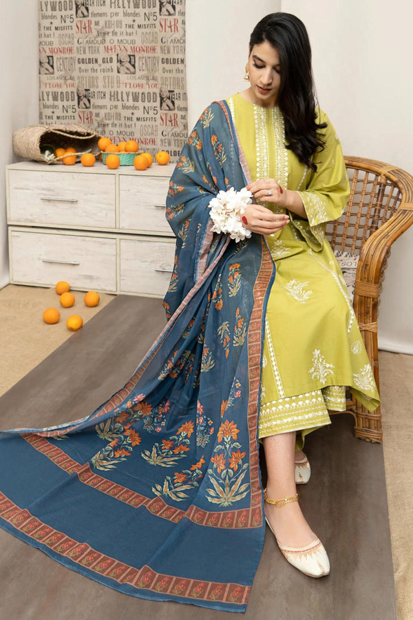 Urge Brand Dhanak Three Piece Embroidery